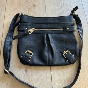 Cesca Black Crossbody Bag with Gold Accents